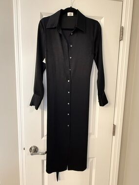 Wilfred Black Long-Sleeve Button-Front Shirt Dress